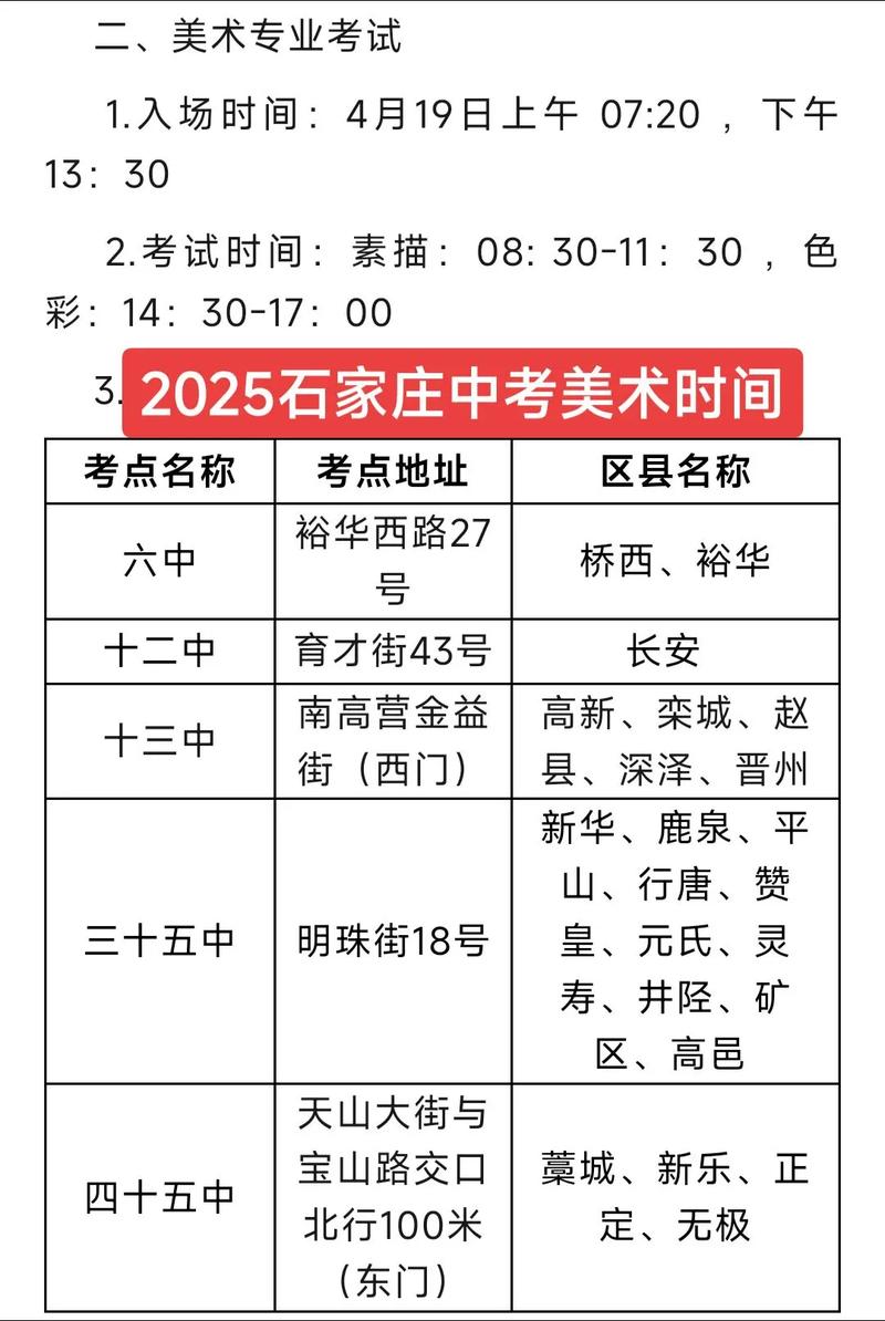 石家庄2025中考艺考