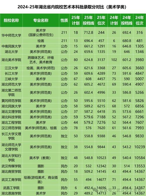 湖北省艺考录取分数线