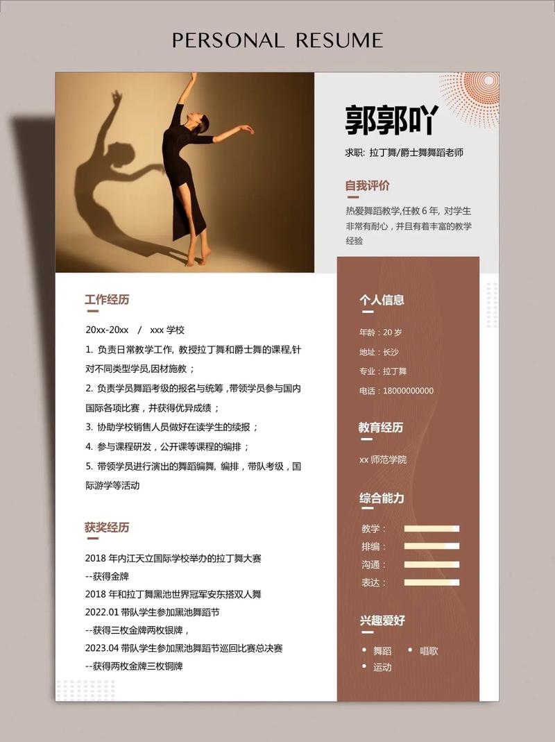 舞蹈老师师资介绍模板