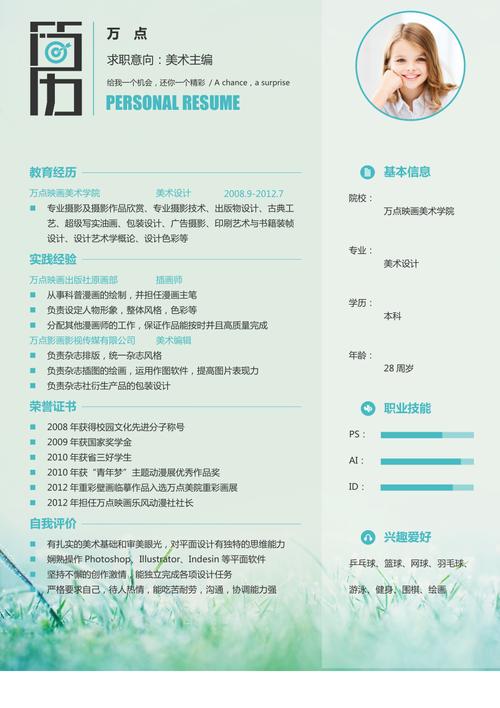 美术培训专业个人简历