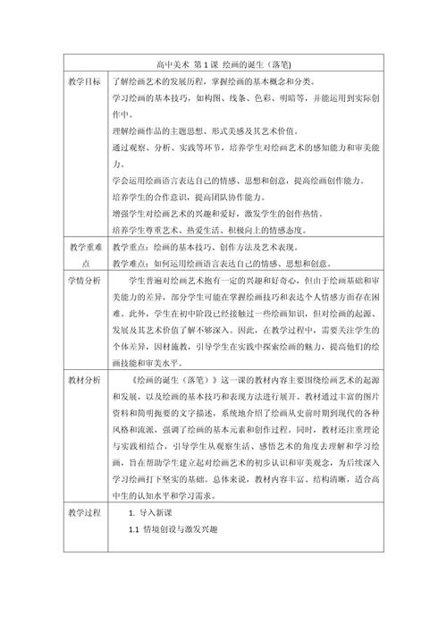 面试高中美术绘画教案