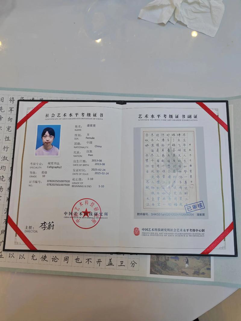 全国美术书法考级证书